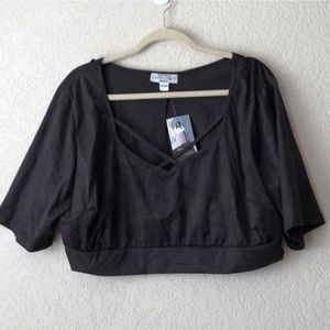 NWT Society plus caged suede crop top